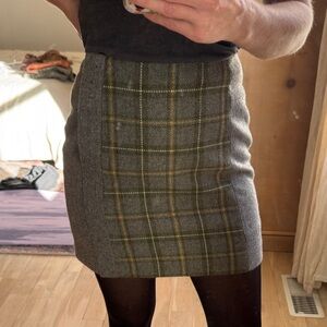 New with Tags Banana Republic Gray and Yellow Plaid Mini Skirt Wool blend